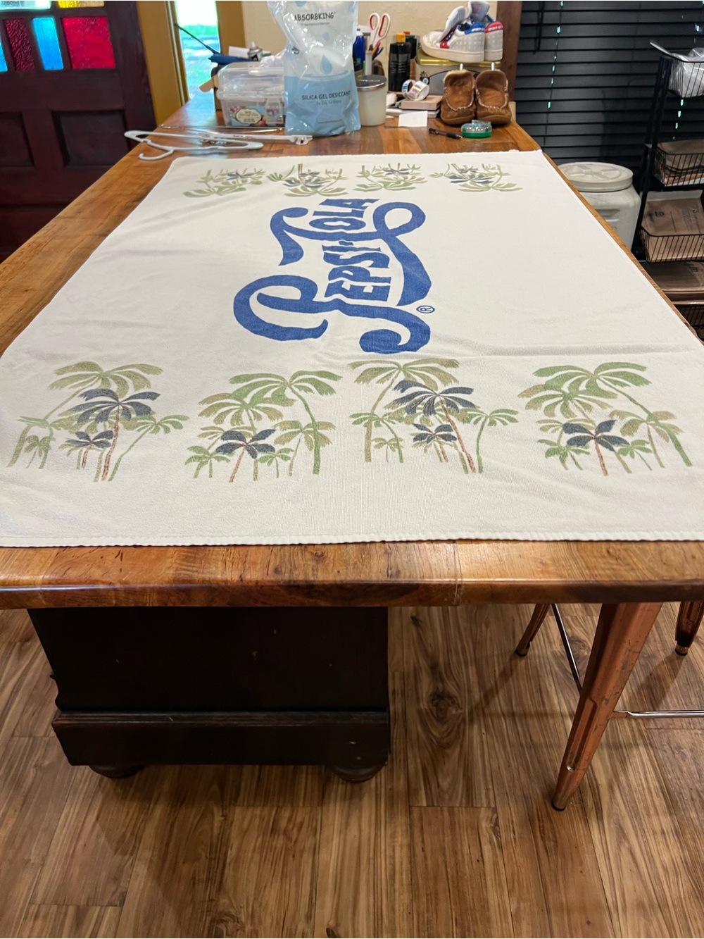 Pepsi Tropical Palm Logo Beach Towel in Blue and Green - Picture 4 of 5
